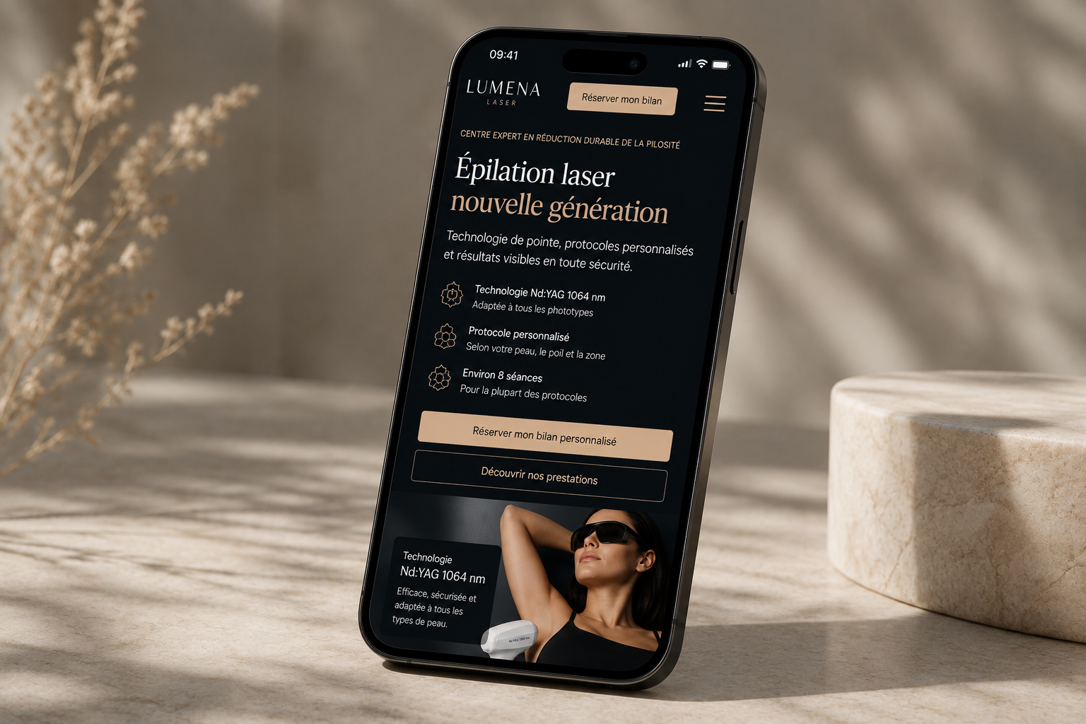 Mise en situation mobile du projet Lumena Laser